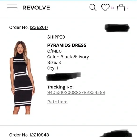 C/meo Pyramids black white Stripe Midi Dress sz Small revolve - Picture 7 of 8